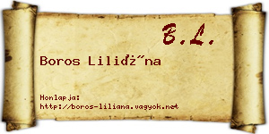 Boros Liliána névjegykártya
