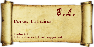 Boros Liliána névjegykártya